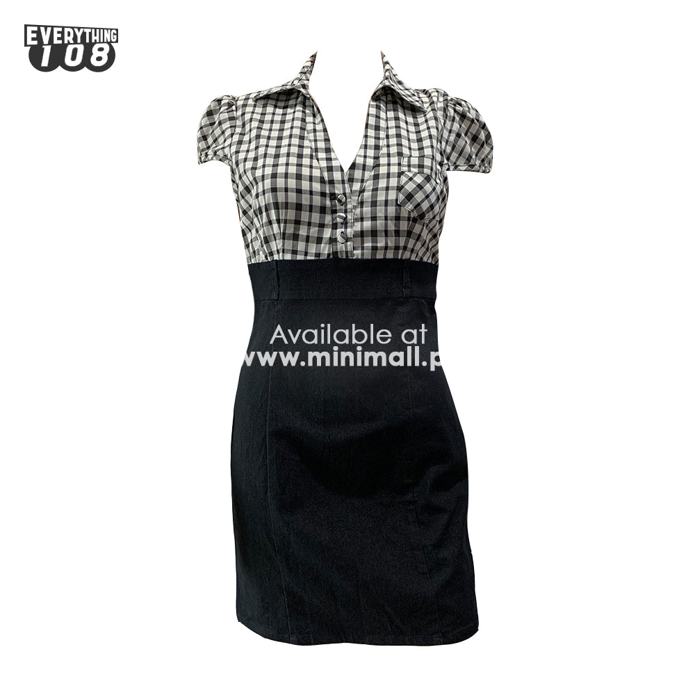 BLACK GINGHAM POLO DRESS