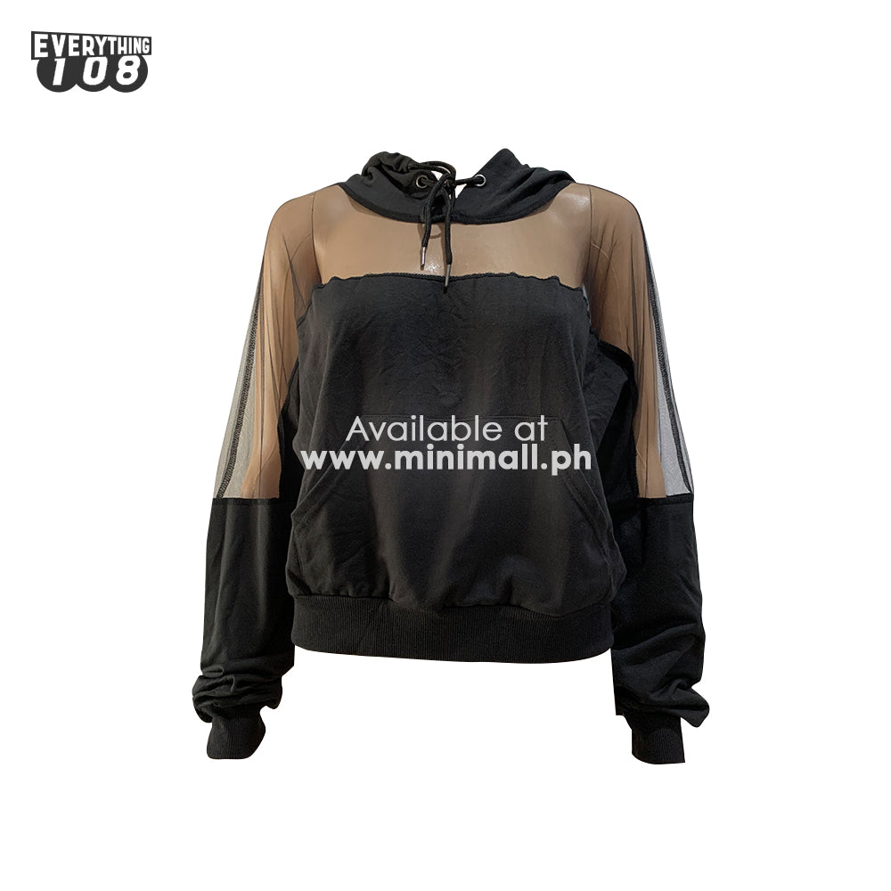 BLACK SEETHROUGH JACKET WITH HOODIE