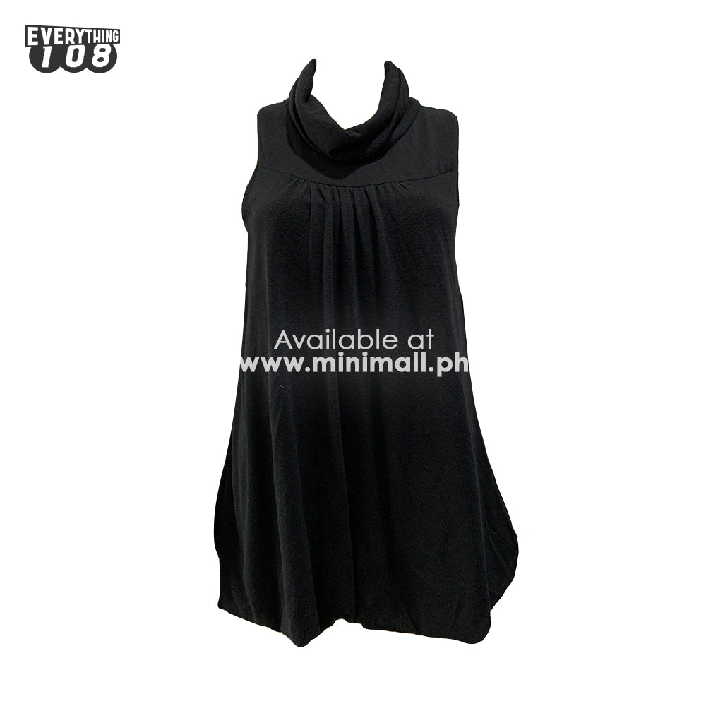 BLACK SLEEVELESS COWL NECK