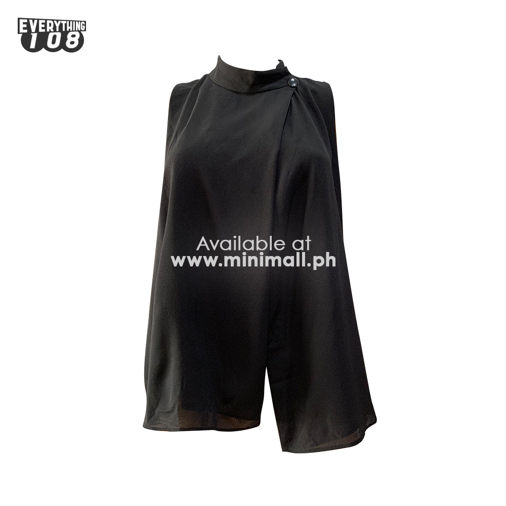 BLACK BUTTON SLEEVELESS TOP