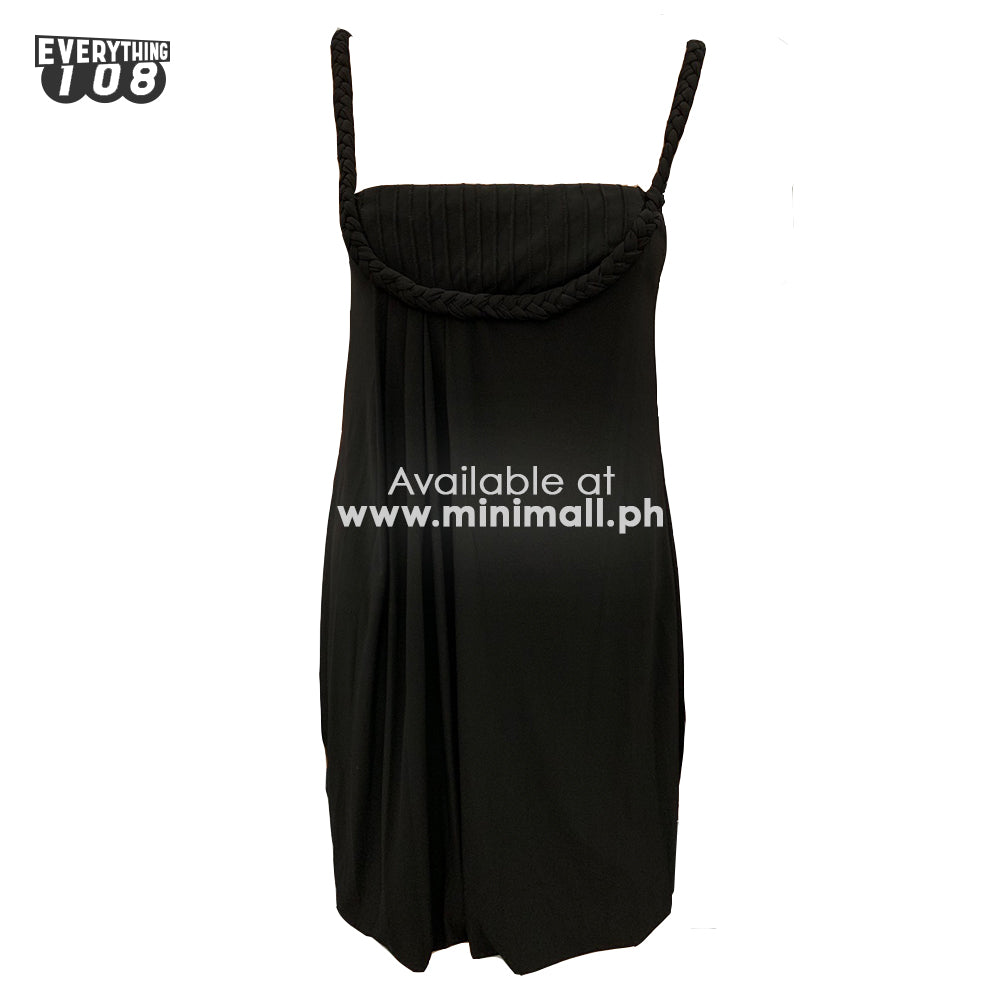 BLACK BRAID STYLE STRAP DRESS