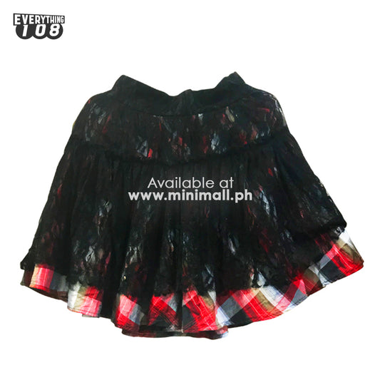 TWELVE BY TWELVE RED PLAID AND LACE TULLE SKIRT