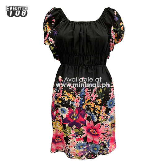 CASUAL FLORAL PRINT OFF SHOULDER DRESS