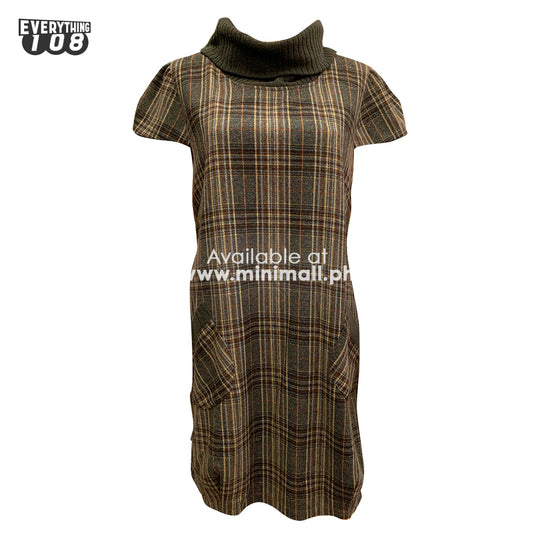 MOTHERWORLD CHECKERED TURTLENECK DRESS