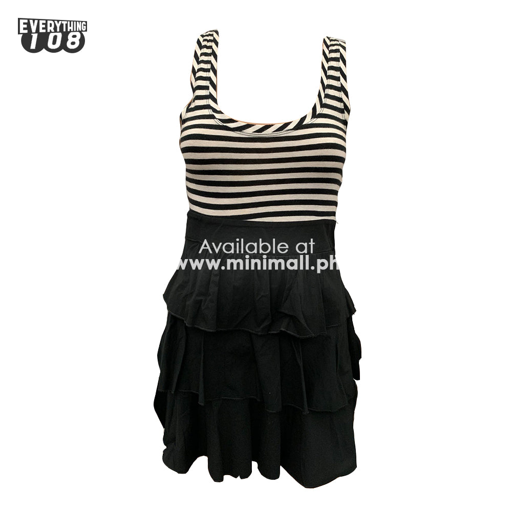 CASUAL BLACK AND WHITE STRIPES TOP DRESS