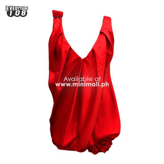 ELEGANT RED ROSE BALLOON STYLE MINI DRESS