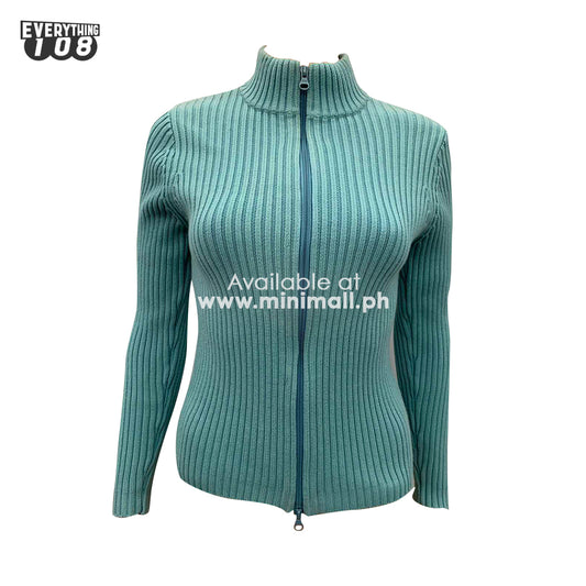 MINT FRONT ZIPPER KNITTED SWEATER