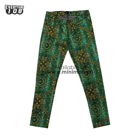 FOREVER 21 PRINTED GREEN PANTS