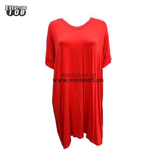 CASUAL RED OVERSIZED T-SHIRT DRESS