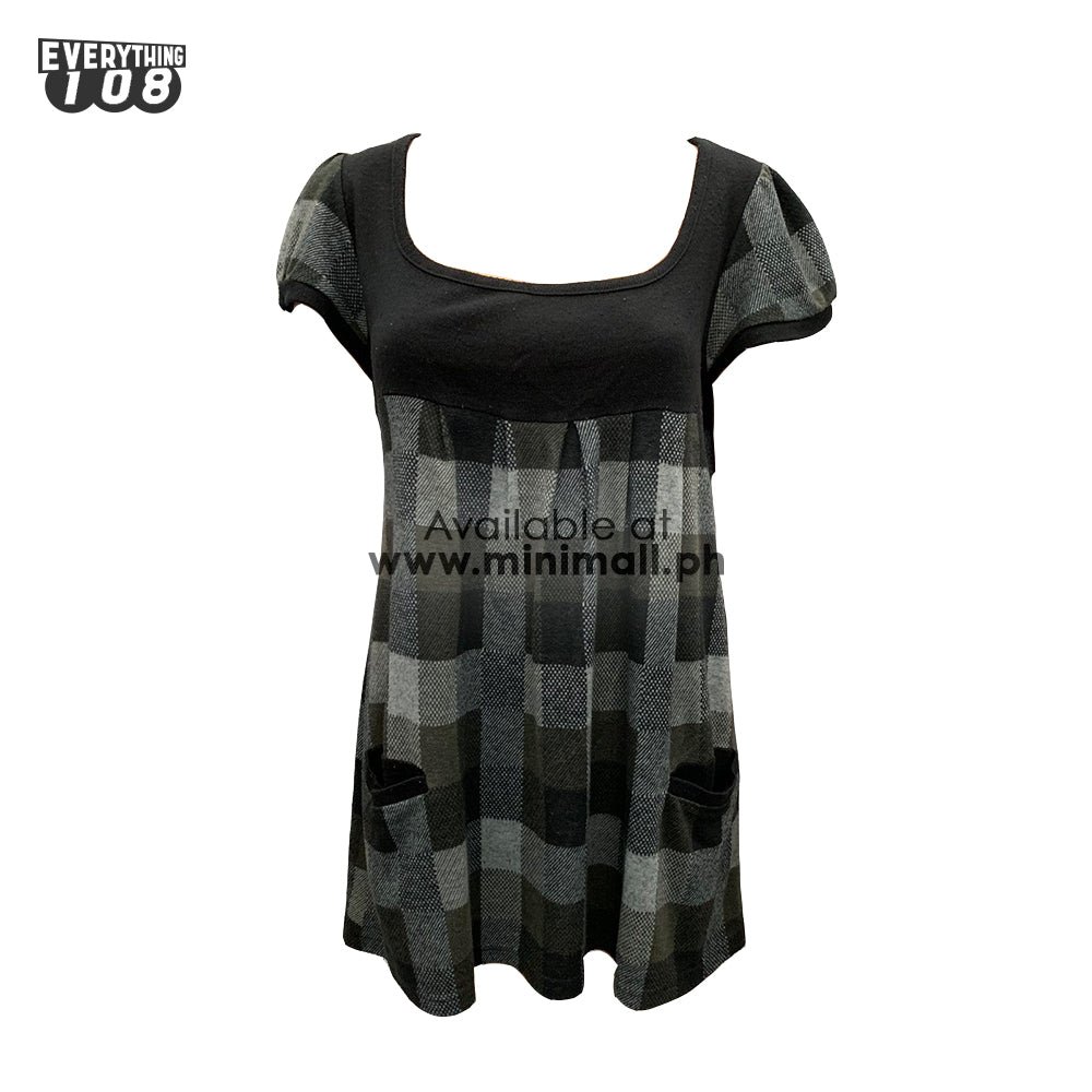 PLAID DESIGN SHORT SLEEVE DRESS